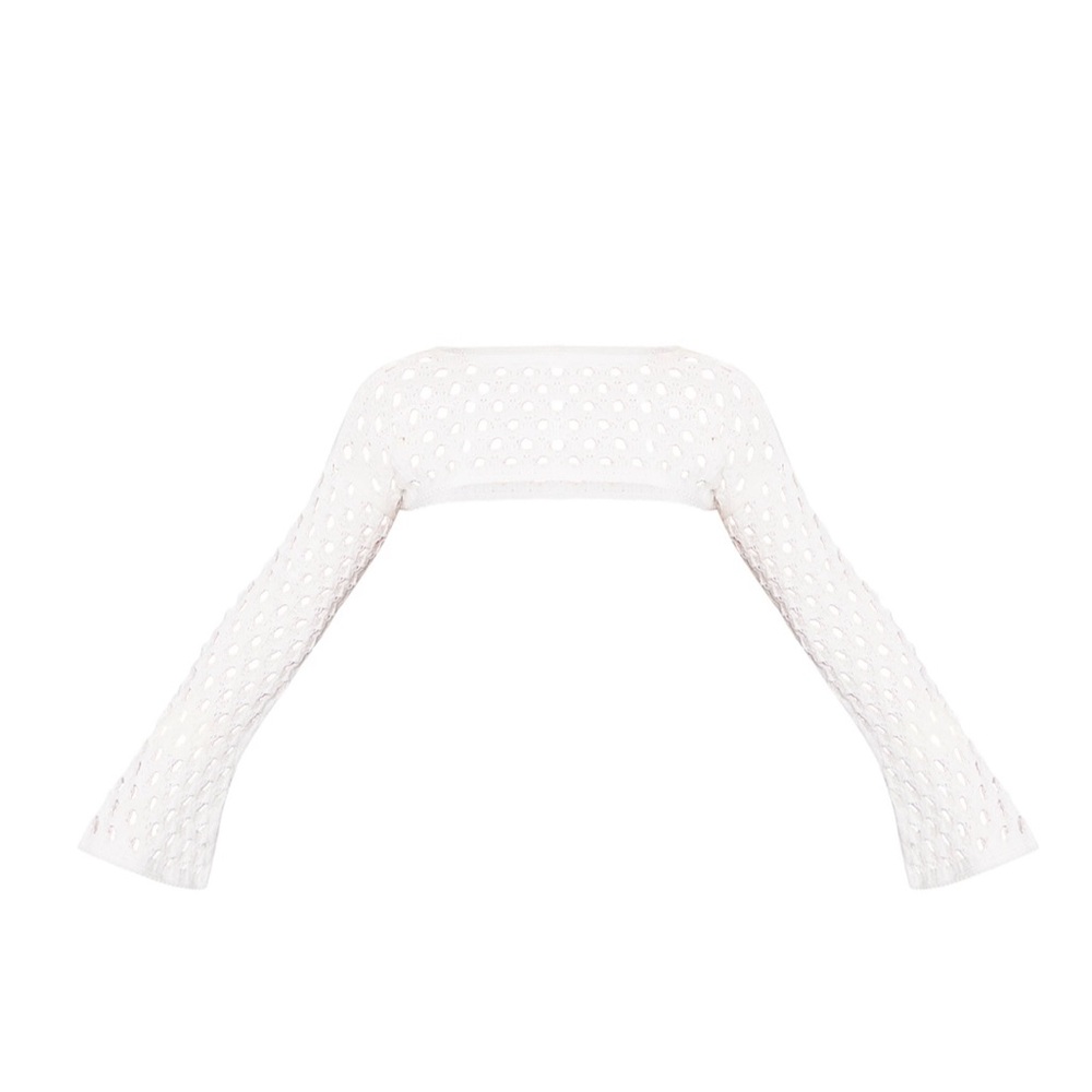Pretty Little Thing Open Knit Flare Sleeves Shrug Top Size Large
